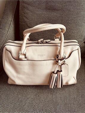 Coach Light Pink Legacy Leather Satchel with Tassel Accents
